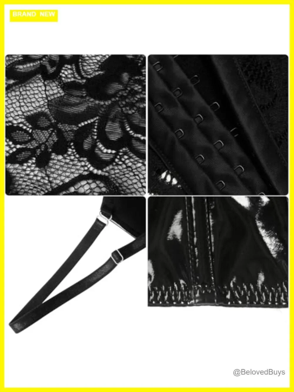 Gothic PU Leather Push Up Corset Bustier Crop Top Adjustable Straps